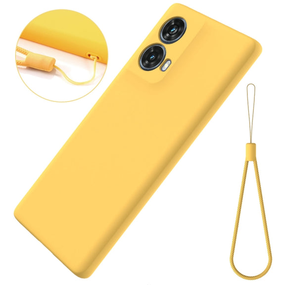 For Motorola S50 Neo Solid Color Liquid Silicone Dropproof Full Coverage Phone Case(Yellow)