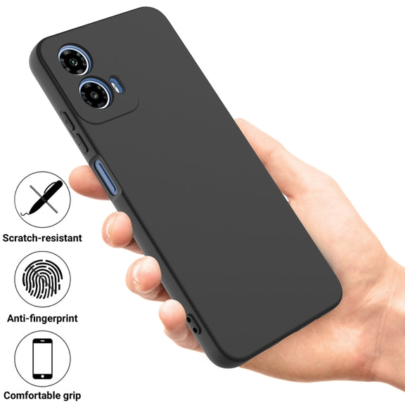 For Motorola Moto G Power 2024 Solid Color Liquid Silicone Dropproof Full Coverage Phone Case(Black)