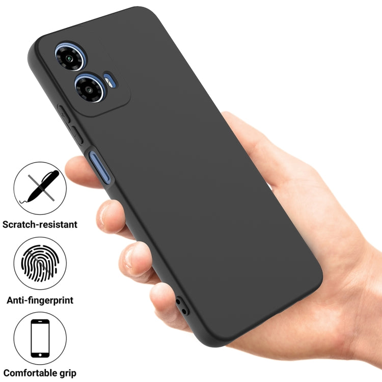 For Motorola Moto G45 Solid Color Liquid Silicone Dropproof Full Coverage Phone Case(Black)