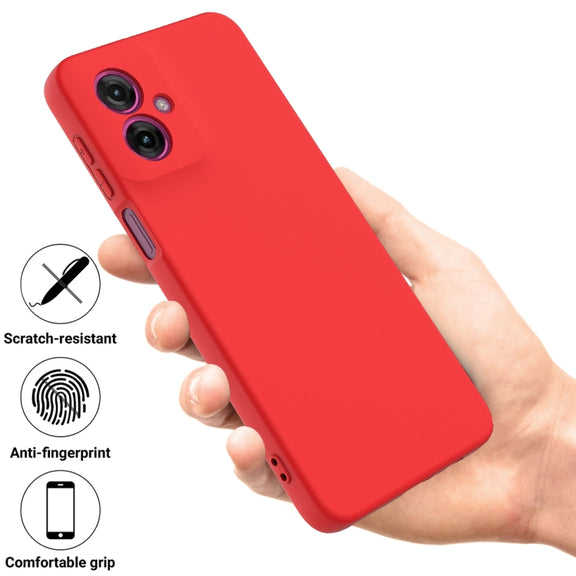 For Motorola Moto G55 Solid Color Liquid Silicone Dropproof Full Coverage Phone Case(Red)