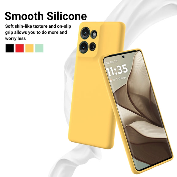 For Motorola Moto G75 Solid Color Liquid Silicone Dropproof Full Coverage Phone Case(Yellow)
