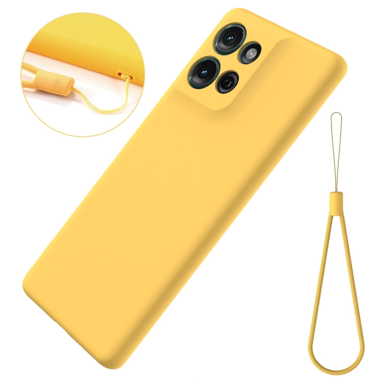 For Motorola Moto G75 Solid Color Liquid Silicone Dropproof Full Coverage Phone Case(Yellow)