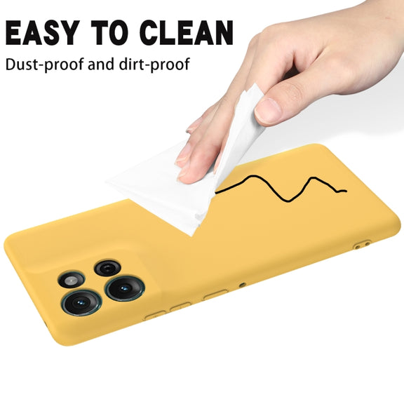 For Motorola Moto G75 Solid Color Liquid Silicone Dropproof Full Coverage Phone Case(Yellow)