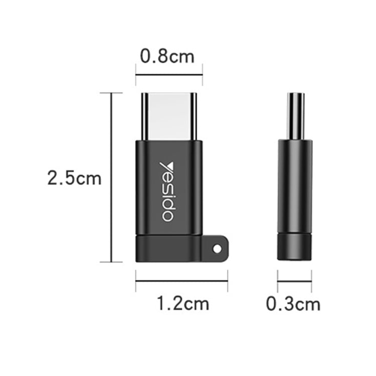 Yesido GS04 Type-C to Micro USB Mini Connector Adapter with Keychain(Black)