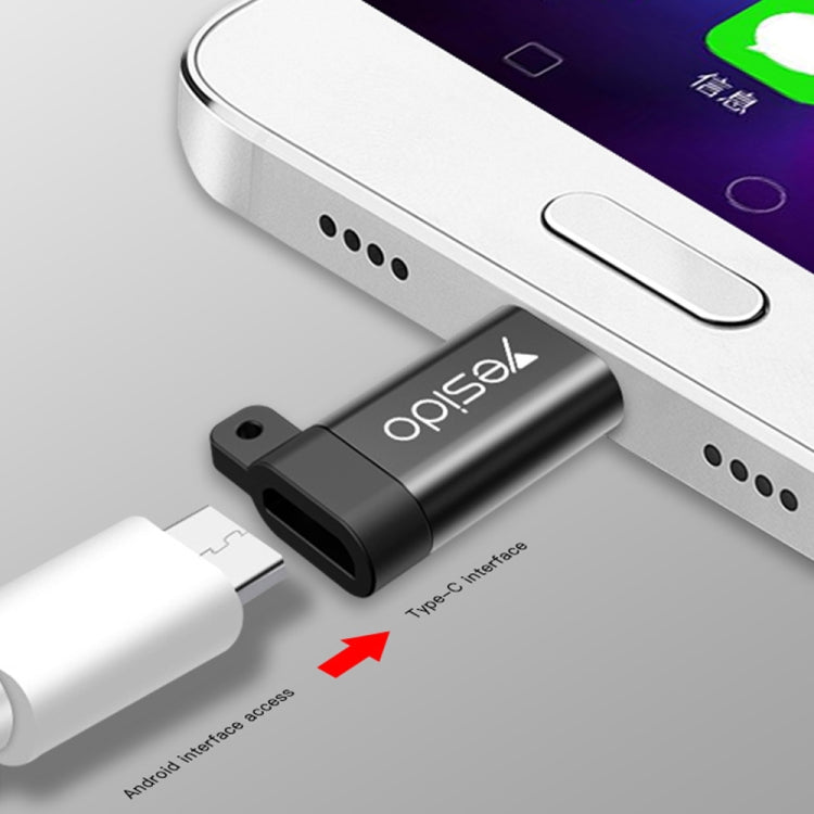 Yesido GS04 Type-C to Micro USB Mini Connector Adapter with Keychain(Black)