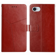 For iPhone 16e HT01 Y-shaped Pattern Flip Leather Phone Case(Brown)