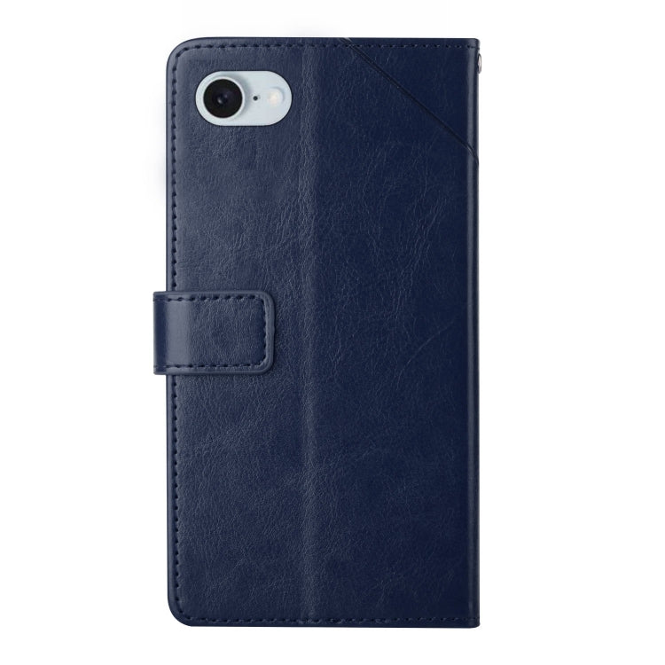 For iPhone SE 2024 HT01 Y-shaped Pattern Flip Leather Phone Case(Blue)