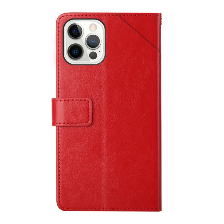 For iPhone 16 Pro Max HT01 Y-shaped Pattern Flip Leather Phone Case(Red)