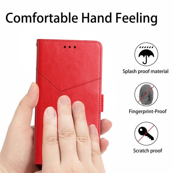 For iPhone 16 Pro HT01 Y-shaped Pattern Flip Leather Phone Case(Red)