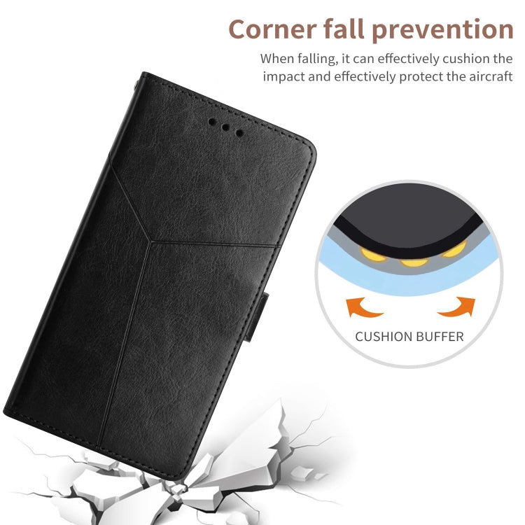For iPhone 16 Pro HT01 Y-shaped Pattern Flip Leather Phone Case(Black)