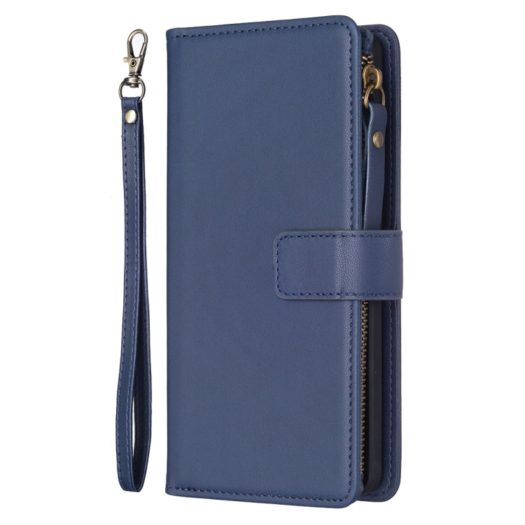 For Google Pixel 7 Pro 9 Card Slots Zipper Wallet Leather Flip Phone Case(Blue)