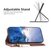 For Google Pixel 7 Pro 9 Card Slots Zipper Wallet Leather Flip Phone Case(Rose Gold)