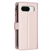 For Google Pixel 8 9 Card Slots Zipper Wallet Leather Flip Phone Case(Rose Gold)