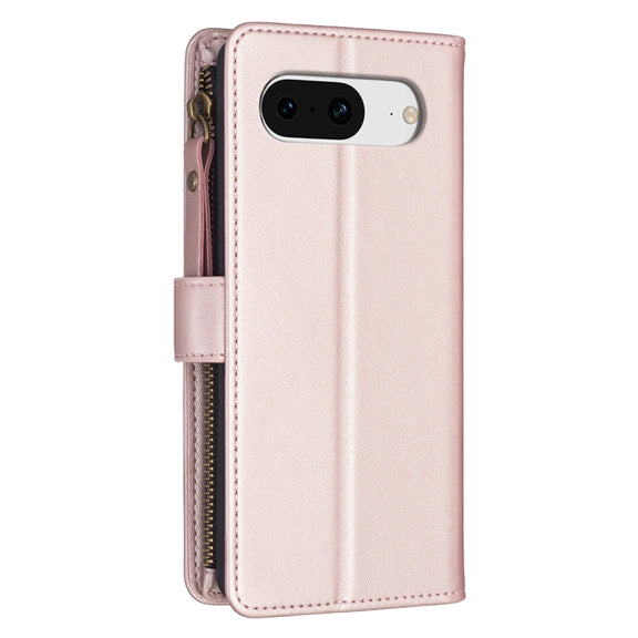 For Google Pixel 8 9 Card Slots Zipper Wallet Leather Flip Phone Case(Rose Gold)