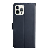 For iPhone 16 Pro Genuine Leather Fingerprint-proof Flip Phone Case(Blue)