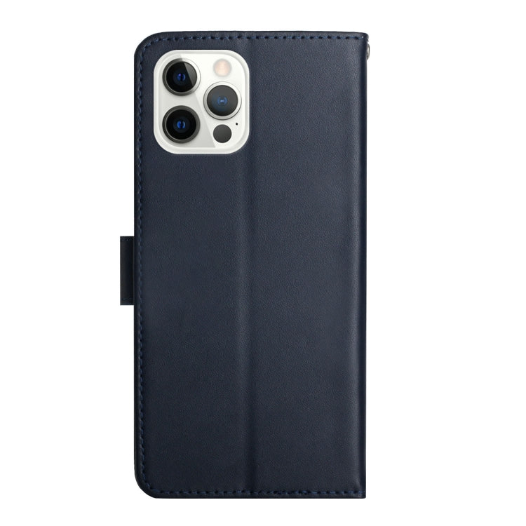 For iPhone 16 Pro Genuine Leather Fingerprint-proof Flip Phone Case(Blue)