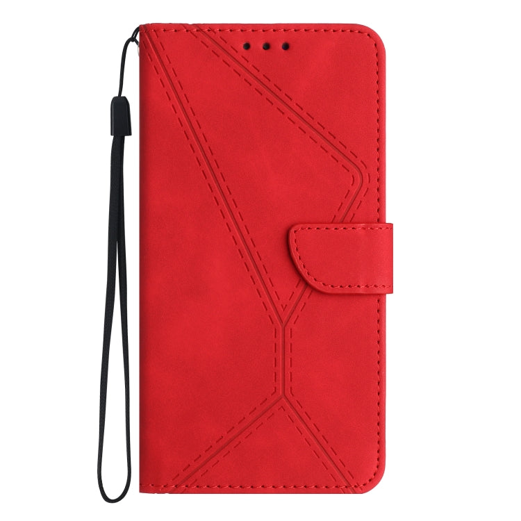 For iPhone 16e Stitching Embossed Leather Phone Case(Red)