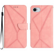 For iPhone 16e Stitching Embossed Leather Phone Case(Pink)