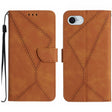 For iPhone 16e Stitching Embossed Leather Phone Case(Brown) - iPhone 16e Cases by PMC TechLife | Online Shopping South Africa | PMC TechLife | Buy Now Pay Later Mobicred