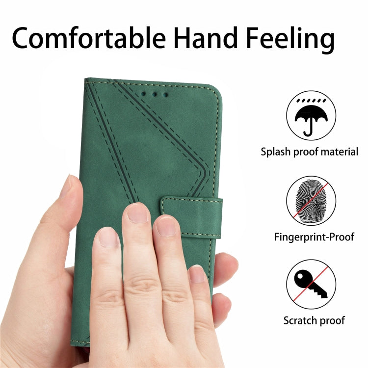 For iPhone 16e Stitching Embossed Leather Phone Case(Green)