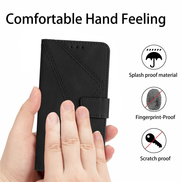 For iPhone 16 Pro Stitching Embossed Leather Phone Case(Black)