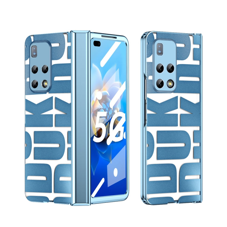 For Huawei Mate X2 Integrated Electroplating Folding Phone Case with Hinge(Blue)