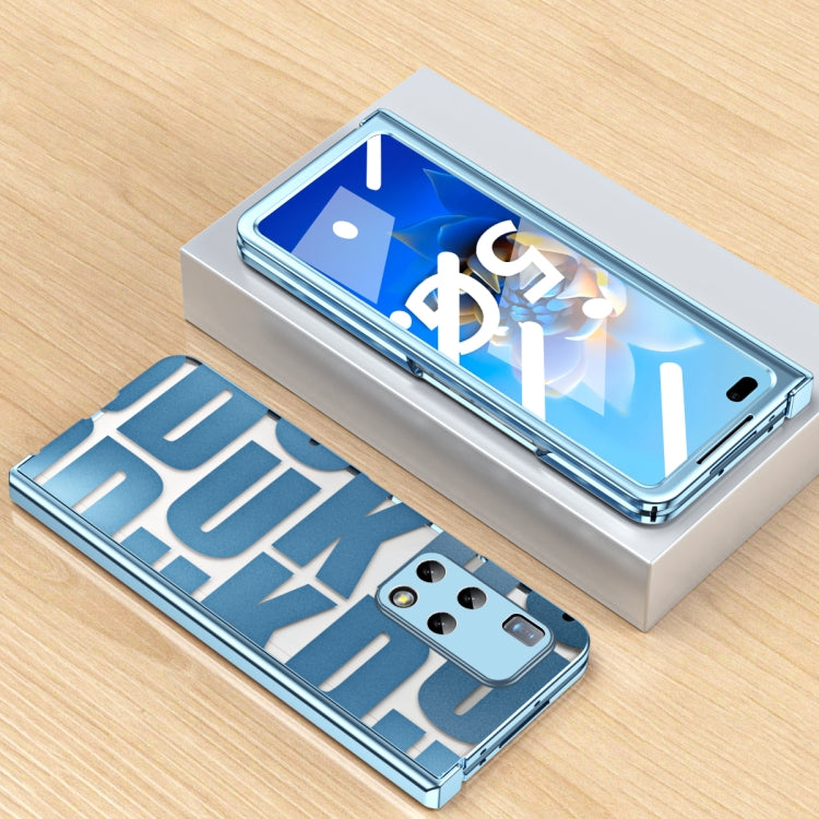 For Huawei Mate X2 Integrated Electroplating Folding Phone Case with Hinge(Blue)