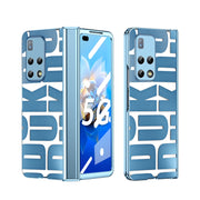 For Huawei Mate X2 Integrated Electroplating Folding Phone Case with Hinge(Blue)