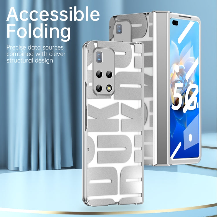 For Huawei Mate X2 Integrated Electroplating Folding Phone Case with Hinge(Blue)