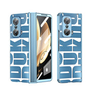 For Honor Magic V Integrated Electroplating Folding Phone Case with Hinge(Blue)