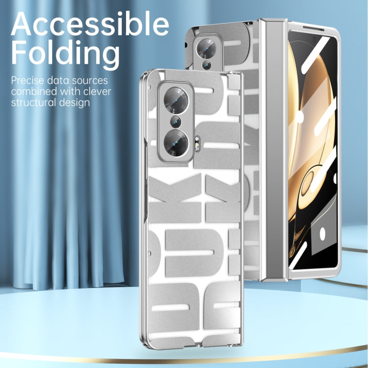 For Honor Magic V Integrated Electroplating Folding Phone Case with Hinge(Black)