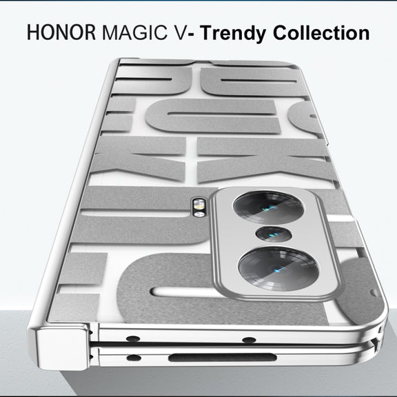 For Honor Magic V Integrated Electroplating Folding Phone Case with Hinge(Green)