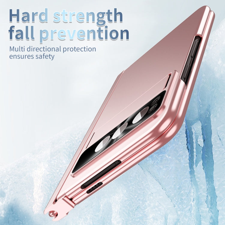 For Google Pixel Fold Integrated Electroplating Pen Slot Folding Phone Case with Stylus(Pink)