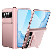 For Google Pixel Fold Integrated Electroplating PC All-inclusive Phone Case with Hinge(Pink)