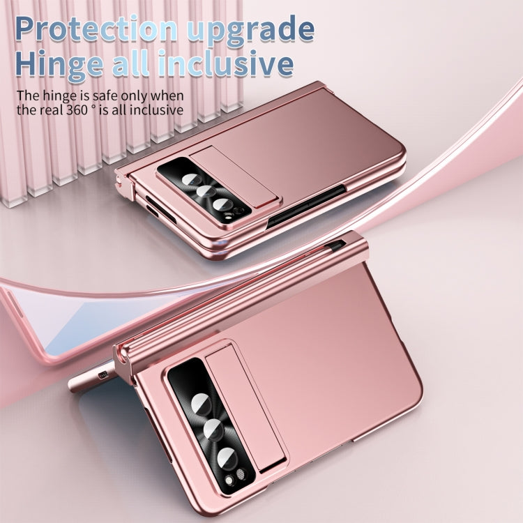 For Google Pixel Fold Integrated Electroplating PC All-inclusive Phone Case with Hinge(Pink)