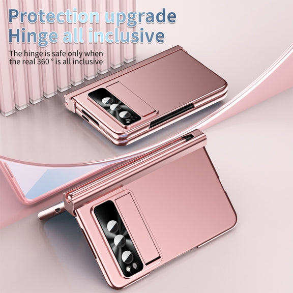 For Google Pixel Fold Integrated Electroplating PC All-inclusive Phone Case with Hinge(Pink)