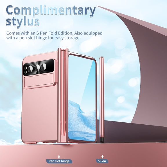 For Google Pixel Fold Integrated Electroplating PC All-inclusive Phone Case with Hinge(Pink)