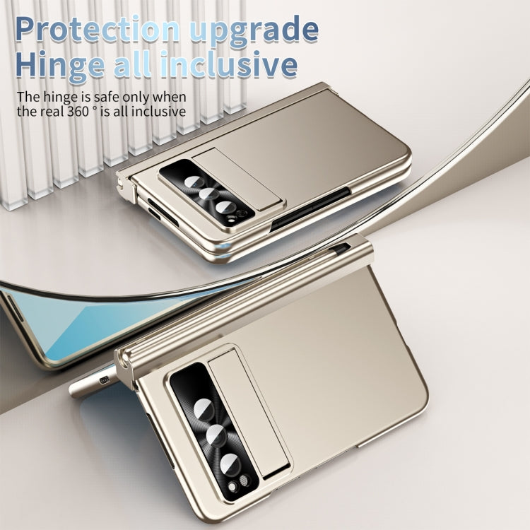 For Google Pixel Fold Integrated Electroplating PC All-inclusive Phone Case with Hinge(Gold)