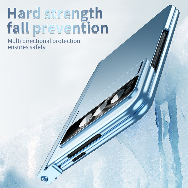 For Google Pixel Fold Integrated Electroplating PC All-inclusive Phone Case with Hinge(Blue)