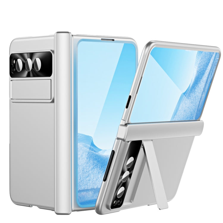 For Google Pixel Fold Integrated Electroplating PC All-inclusive Phone Case with Hinge(Silver)