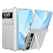For Google Pixel Fold Integrated Electroplating PC All-inclusive Phone Case with Hinge(Silver)