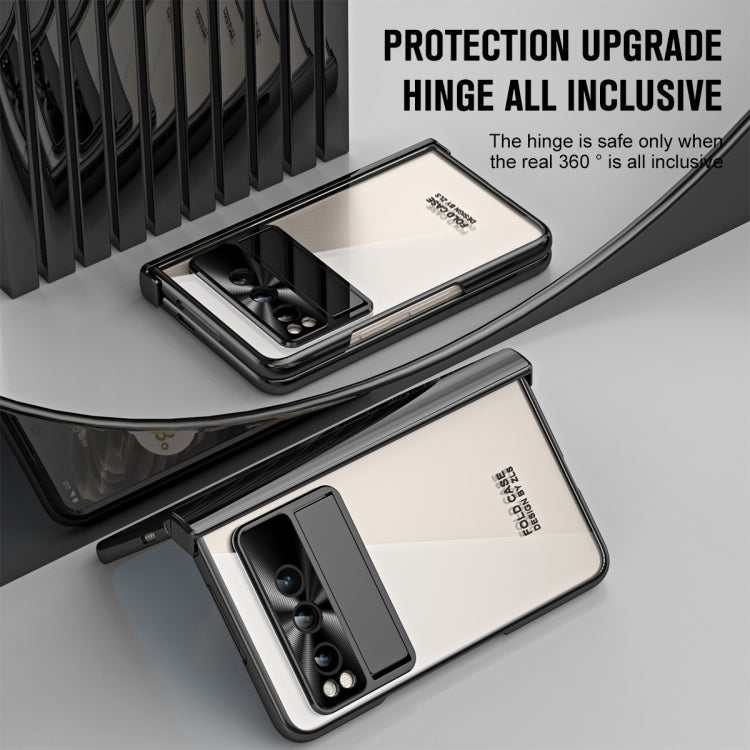 For Google Pixel Fold Integrated Electroplating Folding Phone Case with Hinge(Black)