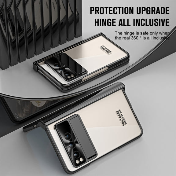 For Google Pixel Fold Integrated Electroplating Folding Phone Case with Hinge(Black)