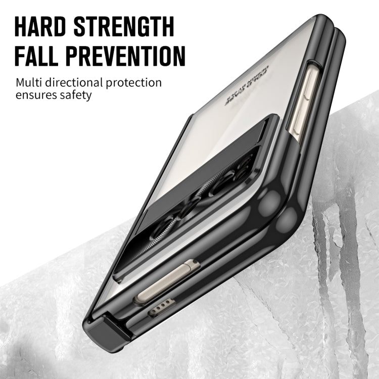 For Google Pixel Fold Integrated Electroplating Folding Phone Case with Hinge(Black)