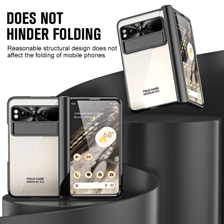 For Google Pixel Fold Integrated Electroplating Folding Phone Case with Hinge(Black)