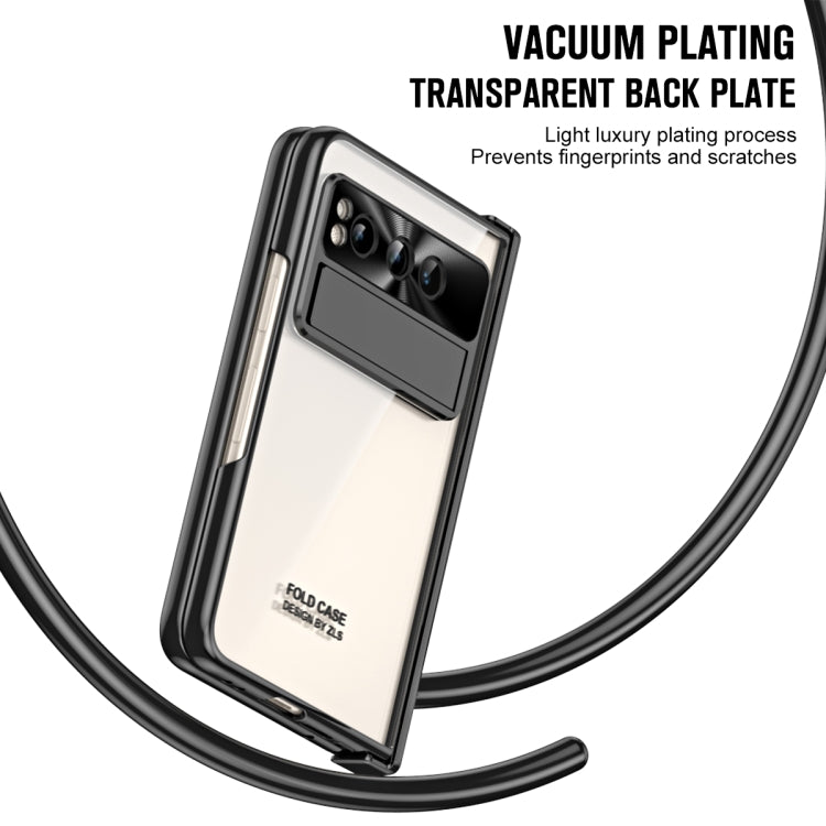 For Google Pixel Fold Integrated Electroplating Folding Phone Case with Hinge(Black)