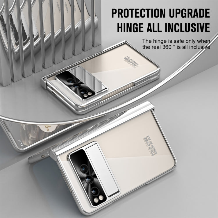 For Google Pixel Fold Integrated Electroplating Folding Phone Case with Hinge(Silver)
