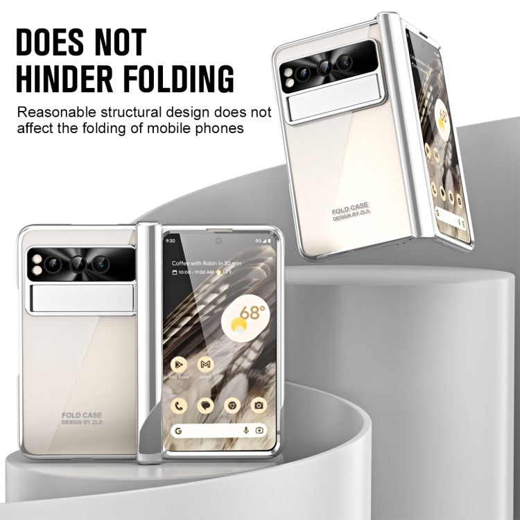 For Google Pixel Fold Integrated Electroplating Folding Phone Case with Hinge(Silver)