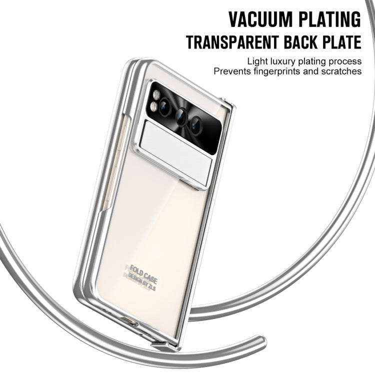 For Google Pixel Fold Integrated Electroplating Folding Phone Case with Hinge(Silver)
