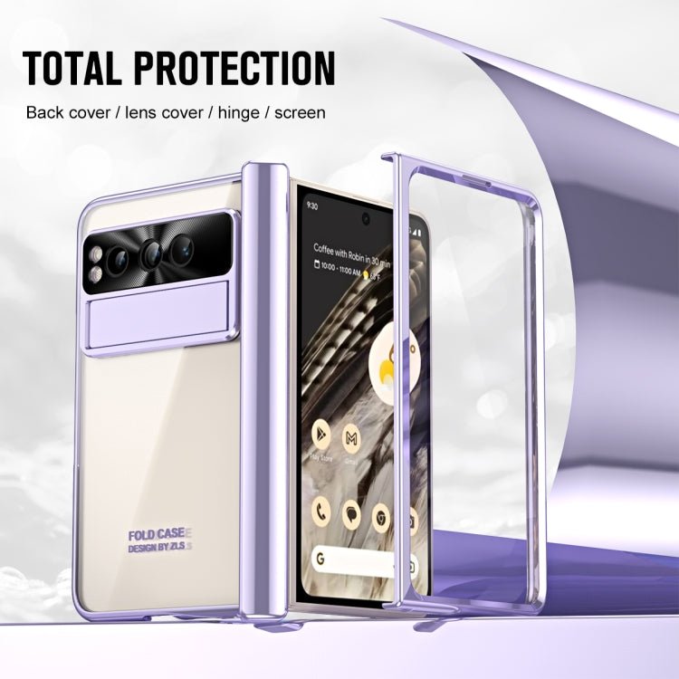 For Google Pixel Fold Integrated Electroplating Folding Phone Case with Hinge(Purple)